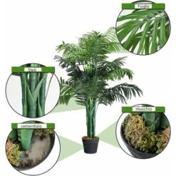 COSTWAY Palma Artificiale, Pianta Finta Da Interno, Pianta Tropicale Artificiale In Vaso Da Arredo Interno Ed Esterno, Altezza Di Circa 110 Cm -Negozio Piante artificiali economico 14127476 4