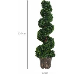 Outsunny Pianta Artificiale Bosso A Spirale Da Esterno E Interno Con Vaso Ф32 X 112cm -Negozio Piante artificiali economico 17079089 3