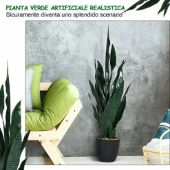 COSTWAY Pianta Artificiale Albero 90cm, Sansevierina Finta Con Vaso Stabile, Agave Finta Per Decorare Casa Giardino Ufficio, Verde -Negozio Piante artificiali economico 23710624 3