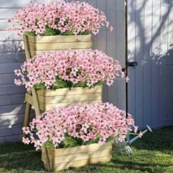 10 Bundles Fiori Artificiali Da Esterno Resistenti Ai Raggi UV No Dissolvenza Fiori Viola Finti Per Interni Piante Pensili Da Esterno Giardino Patio Portico Finestra Scatola Matrimonio Casa Fattoria D -Negozio Piante artificiali economico 27831596 4