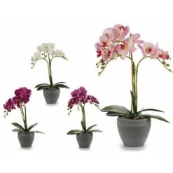 Fiori Decorativi Orchidea Plastica Vaso Rotundă Grigio (25 X 50 X 36 Cm)
