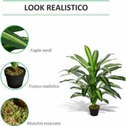 Outsunny Pianta Tropicale Decorativa Dracena Finta In Plastica Con Vaso -Negozio Piante artificiali economico 28614482 5