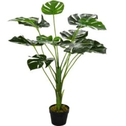 Outsunny Monstera Artificiale 13 Foglie E Vaso Alta 85cm Per Interno Ed Esterno
