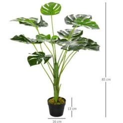 Outsunny Monstera Artificiale 13 Foglie E Vaso Alta 85cm Per Interno Ed Esterno -Negozio Piante artificiali economico 28614489 3