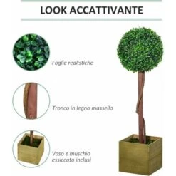 Outsunny Alberello Bosso Artificiale Con Vaso Pianta Finta Altezza 87cm -Negozio Piante artificiali economico 28833918 5