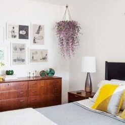 LangRay 2 Pezzi Di Edera Finta Pianta Di Edera Artificiale Edera Che Cade Foglia Di Edera Artificiale Decorazioni Di Nozze Di Glicine Finte Decorazioni Per Feste In Giardino - Rosso -Negozio Piante artificiali economico 28920573 4