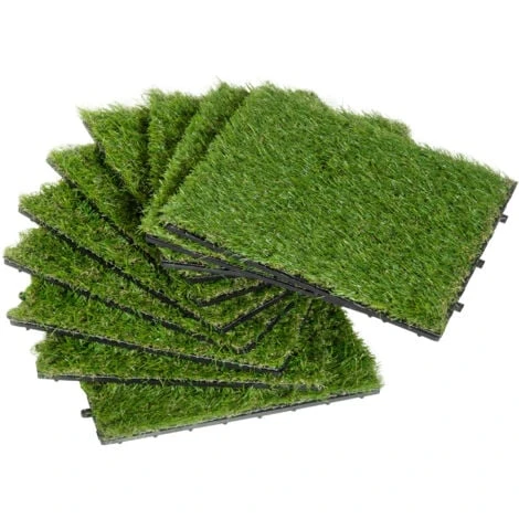 Outsunny Prato Sintetico Per Giardino Set Di 10pz 30x30cm Verde Scuro 3 Outsunny Prato Sintetico Per Giardino Set Di 10pz 30x30cm Verde Scuro