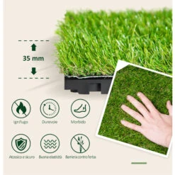 Outsunny Prato Sintetico Per Giardino Set Di 10pz 30x30cm Verde Scuro 10 Outsunny Prato Sintetico Per Giardino Set Di 10pz 30x30cm Verde Scuro -Negozio Piante artificiali economico 28946027 4