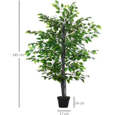Outsunny Albero Baniano Artificiale, Pianta Finta Interno Ed Esterno Alta 145cm 5 Outsunny Albero Baniano Artificiale, Pianta Finta Interno Ed Esterno Alta 145cm - immagine 3