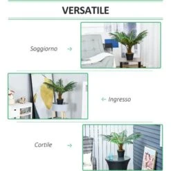 Outsunny Palma In Plastica Decorativa, Pianta Tropicale Finta Con Vaso -Negozio Piante artificiali economico 28946606 4