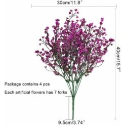 4pcs Gypsophila Artificiale 7 Rami Fiori Artificiali Arbusto Artificiale Cespuglio Fiori Finti Decorazione Viola Per Matrimonio Casa Giardino -Negozio Piante artificiali economico 29766122 5