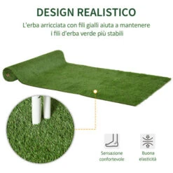 Outsunny Tappeto Erboso Sintetico 4x1m Erba 20mm, Finto Prato Verde Atossico Anti-UV E Drenante Per Giardino E Cortile -Negozio Piante artificiali economico 30531128 5