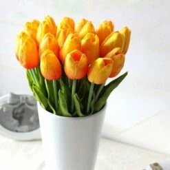 10 Splendido Bouquet Di Tulipani Artificiali In PU Con Tocco Realistico Con Stelo - Arancio -Negozio Piante artificiali economico 30556044 3