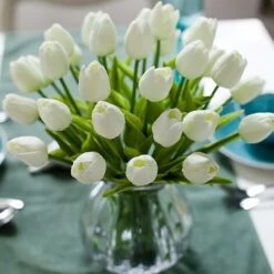 10 Splendido Bouquet Di Tulipani Artificiali In PU Con Tocco Realistico E Stelo-Wihte -Negozio Piante artificiali economico 30556047 2
