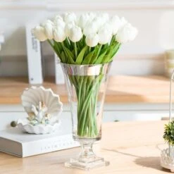 10 Splendido Bouquet Di Tulipani Artificiali In PU Con Tocco Realistico E Stelo-Wihte -Negozio Piante artificiali economico 30556047 3