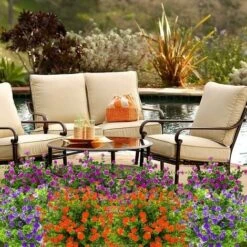 Fiori Finti Artificiali, 4Pack Eucalipto Artificiale Outdoor Resistente Ai Raggi UV Verde Arbusti Piante Fioriera Da Esterno Per Interni Decorazioni Per Giardino Domestico (Rosa) -Negozio Piante artificiali economico 30556217 4
