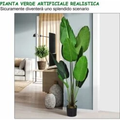 COSTWAY Palma Tropicale Artificiale In Vaso, Tronco Resistente Foglie Realistiche, Da Interno Ed Esterno, Pianta Artificiale 160cm 9 COSTWAY Palma Tropicale Artificiale In Vaso, Tronco Resistente Foglie Realistiche, Da Interno Ed Esterno, Pianta Artificiale 160cm -Negozio Piante artificiali economico 30679983 3