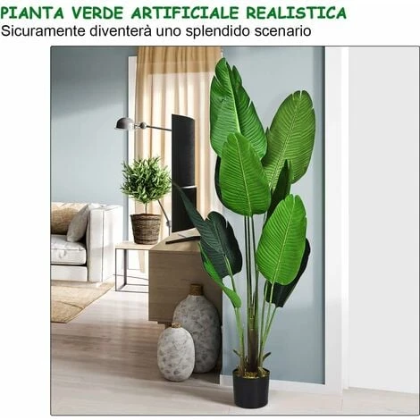 COSTWAY Palma Tropicale Artificiale In Vaso, Tronco Resistente Foglie Realistiche, Da Interno Ed Esterno, Pianta Artificiale 160cm 5 COSTWAY Palma Tropicale Artificiale In Vaso, Tronco Resistente Foglie Realistiche, Da Interno Ed Esterno, Pianta Artificiale 160cm - immagine 3