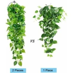 2 Pezzi Di Piante Artificiali Sospese, 90 Cm Di Edera Finta Che Appende Foglie Di Scindapsus Verdi Per La Decorazione Domestica -Negozio Piante artificiali economico 31025654 3