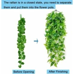 2 Pezzi Di Piante Artificiali Sospese, 90 Cm Di Edera Finta Che Appende Foglie Di Scindapsus Verdi Per La Decorazione Domestica -Negozio Piante artificiali economico 31025654 4