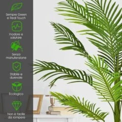 Pianta Finta 1,3M Palma Artificiale Con Vaso, Per Decorare Casa E Ufficio, Libera Installazione -Negozio Piante artificiali economico 33344676 3