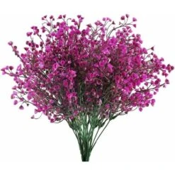 SOEKAVIA 4 Pezzi Gypsophila Artificiale 7 Rami Fiori Artificiali Arbusto Artificiale Cespuglio Fiori Finti Decorazione Viola Per La Casa E Giardino Di Nozze