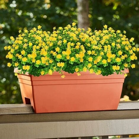 SOEKAVIA Fiori Finti Artificiali Per Esterni, Verde In Plastica Artistica Per Fioriere Da Appendere All'aperto Per Interni Home Office Decorazioni Per La Fattoria Di Nozze 8 Pezzi Giallo 4 SOEKAVIA Fiori Finti Artificiali Per Esterni, Verde In Plastica Artistica Per Fioriere Da Appendere All'aperto Per Interni Home Office Decorazioni Per La Fattoria Di Nozze 8 Pezzi Giallo - immagine 2