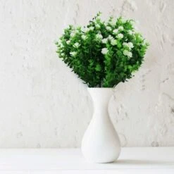 SOEKAVIA Fiori Di Eucalipto Artificiale, Bouquet Di Piante Artificiali Verdi, Fiori Decorativi In ​​plastica Per Giardino/casa/matrimonio/festa, 4 Pezzi (bianco) -Negozio Piante artificiali economico 36034389 3