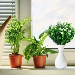 SOEKAVIA Fiori Di Eucalipto Artificiale, Bouquet Di Piante Artificiali Verdi, Fiori Decorativi In ​​plastica Per Giardino/casa/matrimonio/festa, 4 Pezzi (bianco) -Negozio Piante artificiali economico 36034389 4