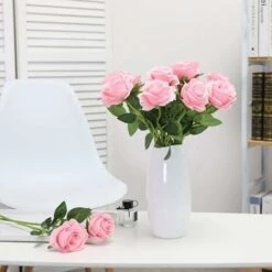 SOEKAVIA Fiori Di Rosa Di Seta Artificiale A Stelo Singolo Realistico Rosa Finta Per La Decorazione Di Composizioni Floreali Di Bouquet Da Sposa, 10 Pezzi (rosa) -Negozio Piante artificiali economico 36034642 3