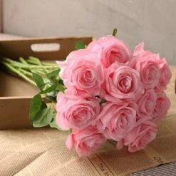 SOEKAVIA Fiori Di Rosa Di Seta Artificiale A Stelo Singolo Realistico Rosa Finta Per La Decorazione Di Composizioni Floreali Di Bouquet Da Sposa, 10 Pezzi (rosa) -Negozio Piante artificiali economico 36034642 5