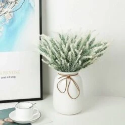 SOEKAVIA Fiori Di Lavanda Artificiali Piante Finte Con Bouquet Da Sposa In Plastica Finta Per Centrotavola Casa Cucina Giardino Arredamento Casa Colonica 10 Pezzi Bianco -Negozio Piante artificiali economico 36223956 4