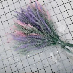 SOEKAVIA Fiori Artificiali Lavanda Bouquet Colorato Floccato Fai Da Te Decorativo Giardino In Vaso Design Simulazione Fiore Matrimonio Giardino Mobili Per Ufficio Decorazione 10 Pezzi Viola -Negozio Piante artificiali economico 36224258 5