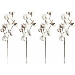 SOEKAVIA 4 Cotton Fioc Bianco Naturale, 10 Cotton Fioc Per Cotton Fioc, 53,3 Cm, Piccozze Di Fiori, Stile Country, Decorazione.