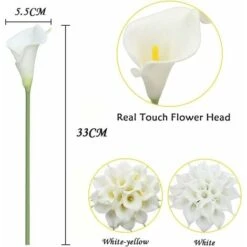 SOEKAVIA 20 Pezzi Sposa Calla Lilies Bouquet Di Fiori Artificiali Latex Blossom Real Touch Home Party Wedding Decoration (bianco-giallo) -Negozio Piante artificiali economico 36736188 5