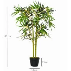 Outsunny Bambù In Vaso Artificiale, Decorazione Da Interno Ed Esterno, Altezza 120cm - Verde -Negozio Piante artificiali economico 39507288 3