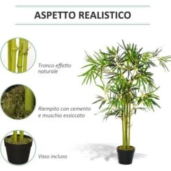 Outsunny Bambù In Vaso Artificiale, Decorazione Da Interno Ed Esterno, Altezza 120cm - Verde -Negozio Piante artificiali economico 39507288 5