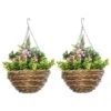 Outsunny Set Di 2 Piante Finte Lisianthus Da Appendere Per Interno Ed Esterno Con Vaso In Vimini E Catenelle, Ф25x34cm, Rosa E Verde 2 Outsunny Set Di 2 Piante Finte Lisianthus Da Appendere Per Interno Ed Esterno Con Vaso In Vimini E Catenelle, Ф25x34cm, Rosa E Verde -Negozio Piante artificiali economico 41949775 1
