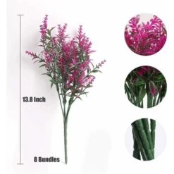 SOEKAVIA 8pcs Piante Resistenti Ai Raggi UV Fiori Di Plastica Fiori Finti Bouquet Di Lavanda Per Fai Da Te Interni Matrimonio All'aperto Casa Ufficio Giardino Decorazione Della Finestra (fucsia) -Negozio Piante artificiali economico 44261396 2