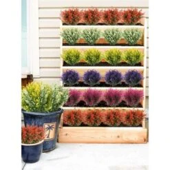 SOEKAVIA 8pcs Piante Resistenti Ai Raggi UV Fiori Di Plastica Fiori Finti Bouquet Di Lavanda Per Fai Da Te Interni Matrimonio All'aperto Casa Ufficio Giardino Decorazione Della Finestra (fucsia) -Negozio Piante artificiali economico 44261396 5