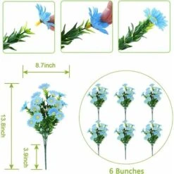 SOEKAVIA Set Di 6 Fiori Artificiali Margherite - Margherite Artificiali Fiori Per Esterni Piante Finte, Per Finestre, Scatole Appese, Decorazioni Per Interni Ed Esterni (blu) -Negozio Piante artificiali economico 44261681 3