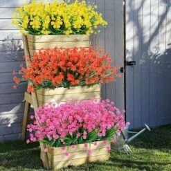 Kueatily 8 Pacchi Di Fiori Finti Artificiali Per Esterni, Arbusti, Piante Resistenti Ai Raggi UV, Vegetazione In Plastica Finta Per Piante Sospese Per Interni Ed Esterni, Giardino, Veranda, Finestra, -Negozio Piante artificiali economico 47438691 4
