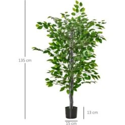 HOMCOM Pianta Artificiale Di Ficus Alta 135cm Con Vaso Per Interno Ed Esterno - Verde -Negozio Piante artificiali economico 49307531 3