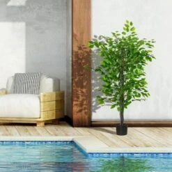 HOMCOM Pianta Artificiale Di Ficus Alta 135cm Con Vaso Per Interno Ed Esterno - Verde -Negozio Piante artificiali economico 49307531 4