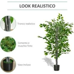 HOMCOM Pianta Artificiale Di Ficus Alta 135cm Con Vaso Per Interno Ed Esterno - Verde -Negozio Piante artificiali economico 49307531 5
