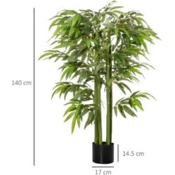HOMCOM Pianta Finta Bambù In Vaso 140cm Per Interno Ed Esterno, Bambù Artificiale E Realistico Con 336 Foglie -Negozio Piante artificiali economico 49341341 3