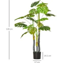 HOMCOM Monstera Pianta Artificiale Per Interno Ed Esterno, Pianta Finta Realistica Con 20 Foglie, 120cm -Negozio Piante artificiali economico 49341342 3