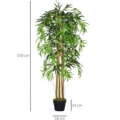 Outsunny Bambù Artificiale Con Vaso Per Interno Ed Esterno, Φ18x150cm -Negozio Piante artificiali economico 51030267 3