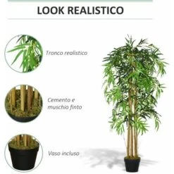 Outsunny Bambù Artificiale Con Vaso Per Interno Ed Esterno, Φ18x150cm -Negozio Piante artificiali economico 51030267 5