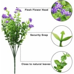 Fiori Artificiali 4 Pezzi Bouquet Di Eucalipto Piante Verdi, Fiori Di Eucalipto Finti Resistenti Ai Raggi UV Per Interni Esterni Home Office Giardino Decorazione Di Nozze (viola) -Negozio Piante artificiali economico 52008437 3